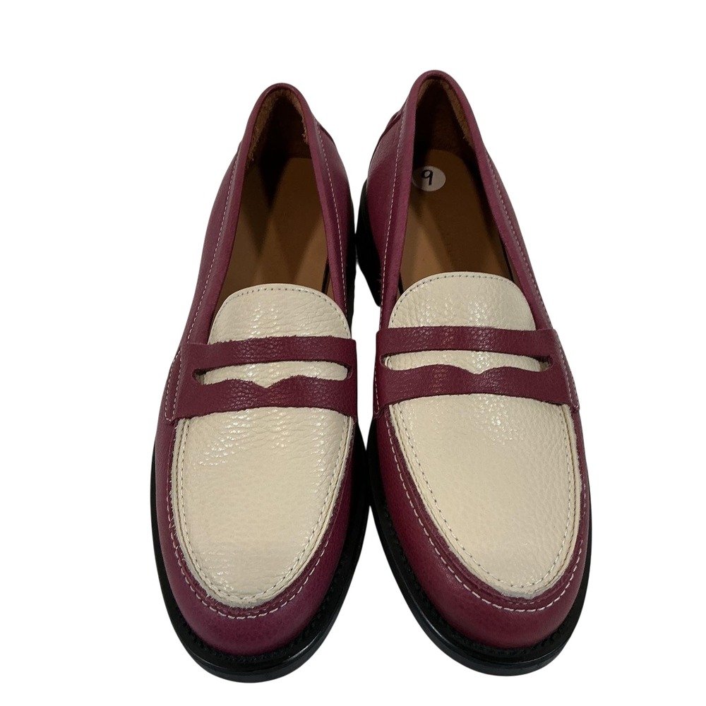 Duke + Dexter Wilde Burgundy White Penny Loafers Size 7D US Made In England $340